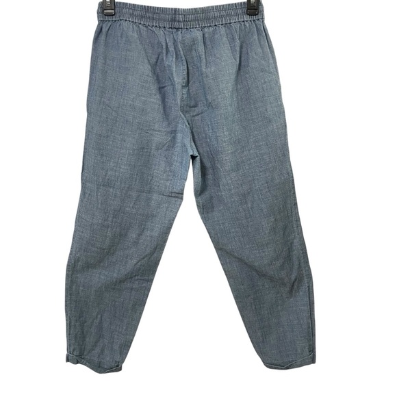 J.Crew Cotton Pull-On Ankle Pants Size 8 Blue Tapered Barrel Leg Coastal - Picture 2 of 9